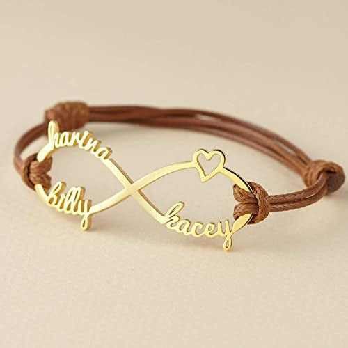 Custom Infinity Name Bracelet – Personalized Mom Jewelry with Kids’ Names
