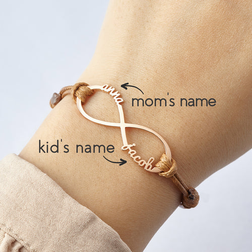 Custom Infinity Name Bracelet – Personalized Mom Jewelry with Kids’ Names